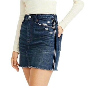 {A&F} "Zoe Natural Rise Vintage A-Line Skirt" Black White Side Stripe Mini Skirt